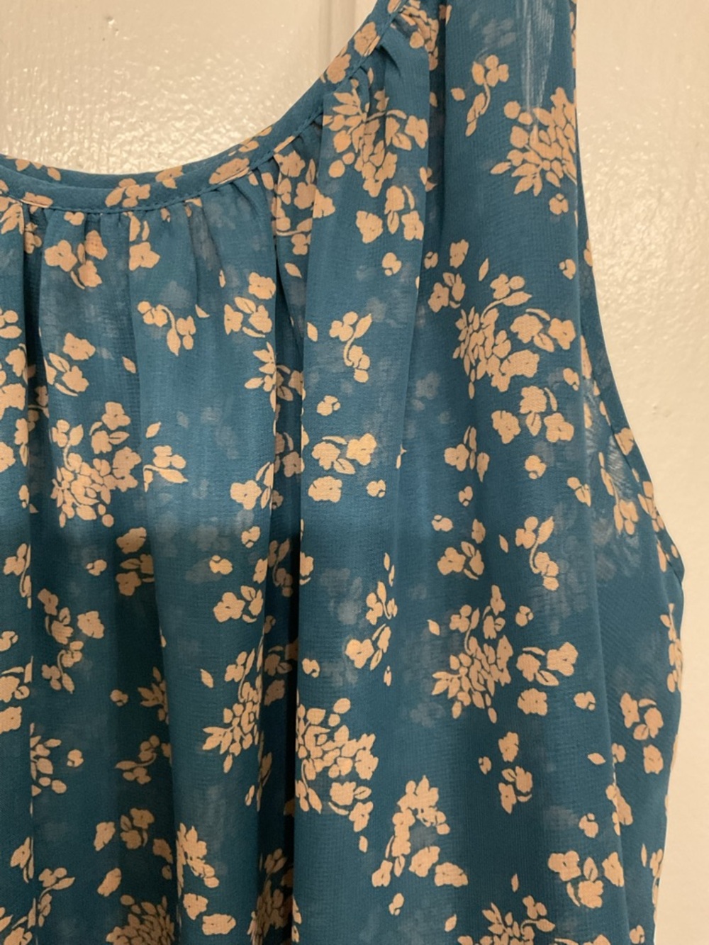 Lane Bryant Teal Floral Pleated Camisole - Picture 5 of 7